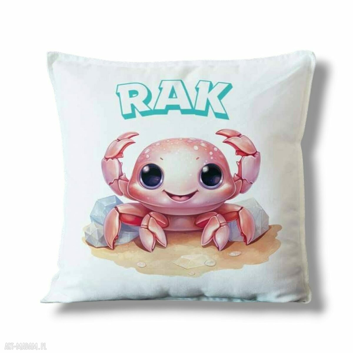 Poduszka Rak - znak zodiaku horoskop, welurowa minky 38x38 cm