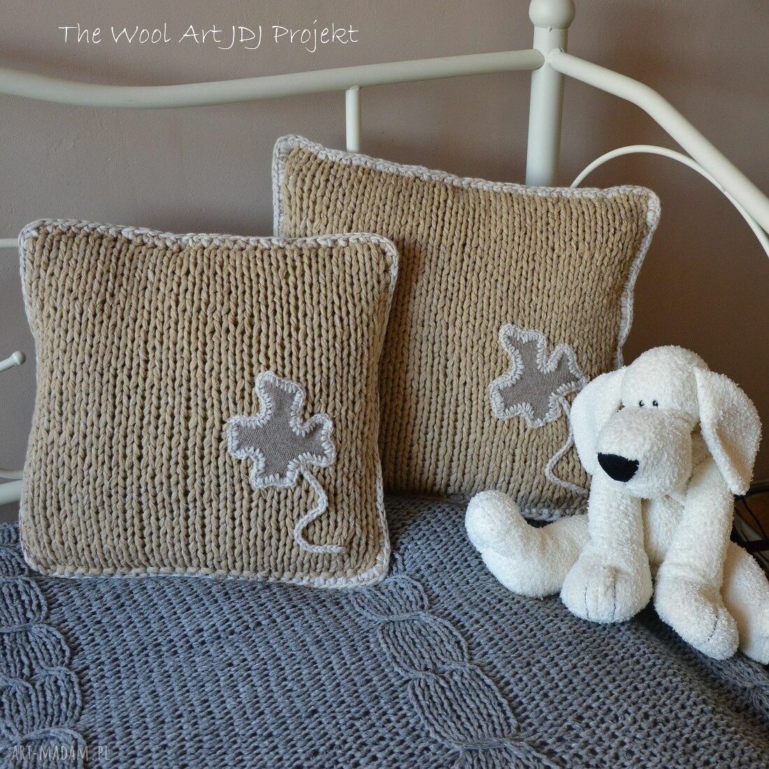 poduszki: dziergana poszewka HandMade