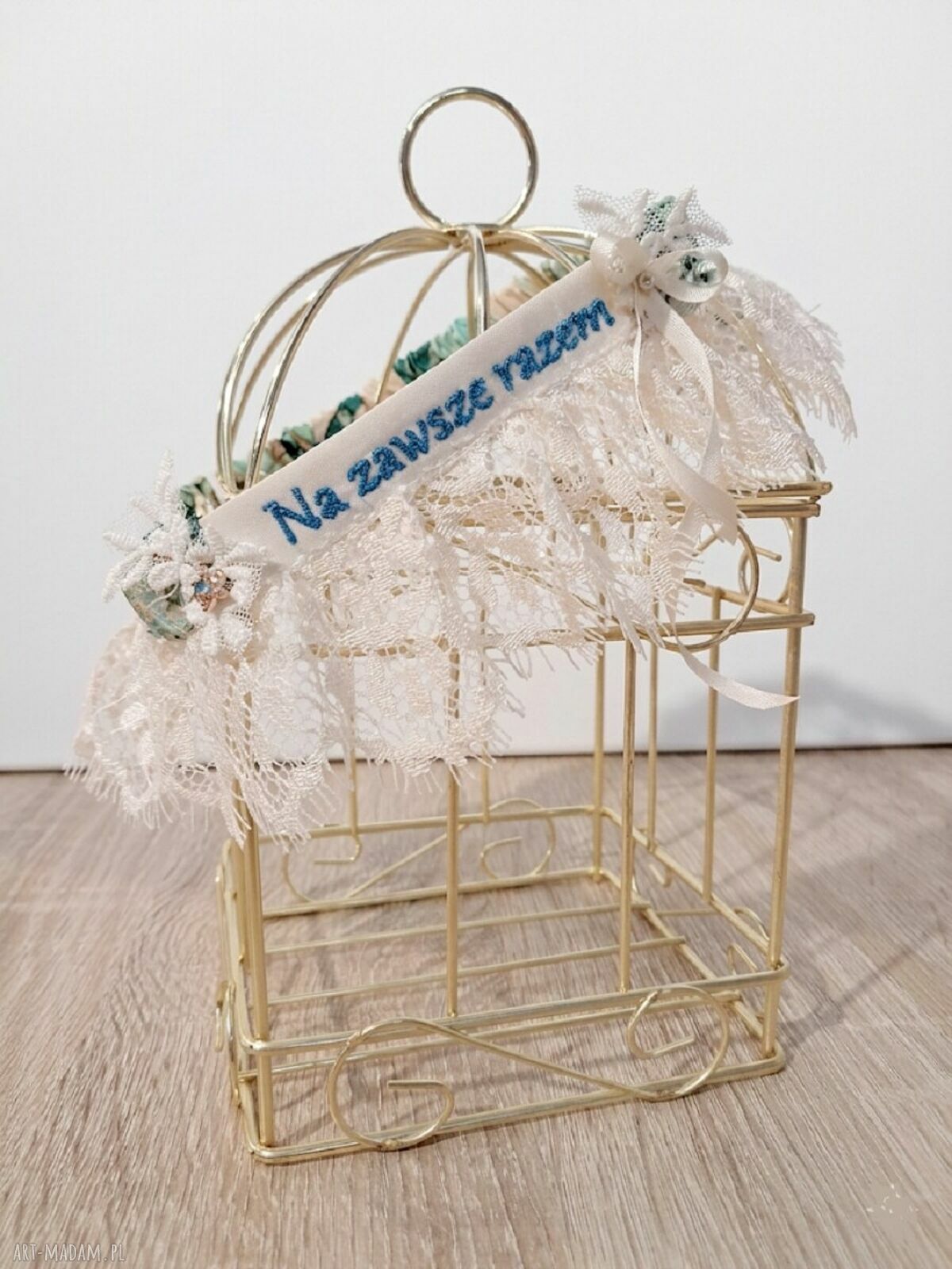 Personalizowana podwiązka ślubna z naturalnego jedwabiu