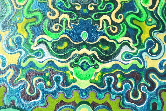 Podwójna symetria kosmiczna 2 - ręcznie malowany obraz akrylowy 40x50 cm