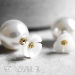 podwójne kolczyki kwiat i perła madamlili