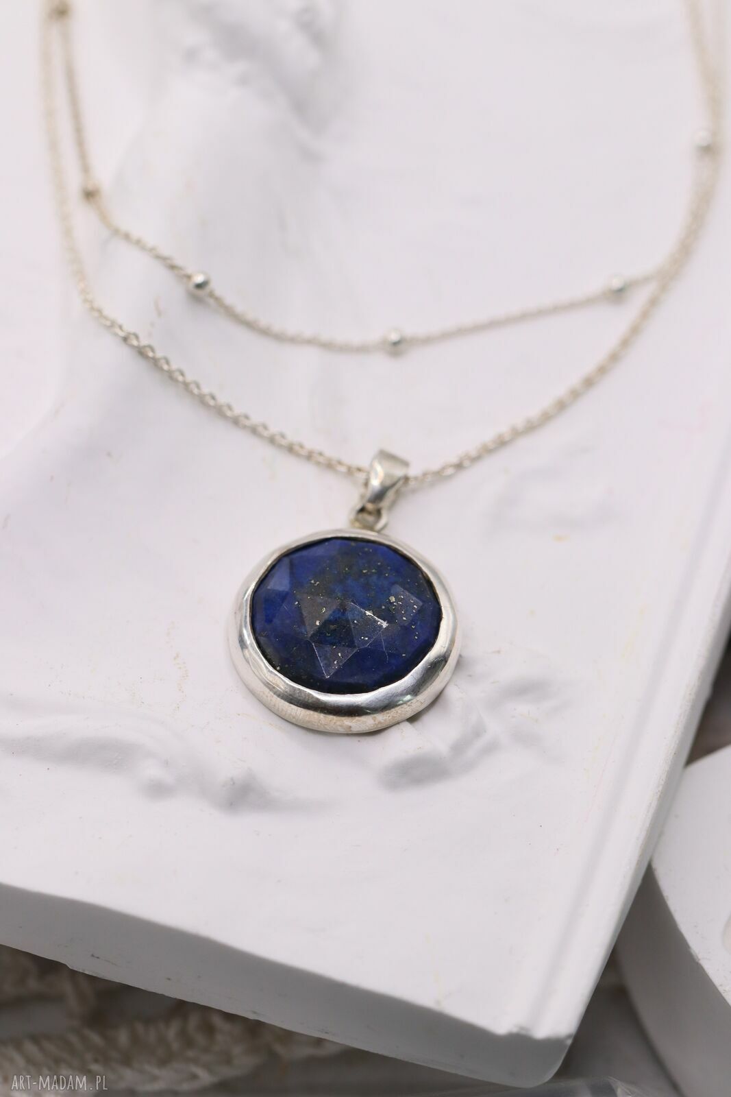 Podwójny naszyjnik z lapisem lazuli - srebro 925