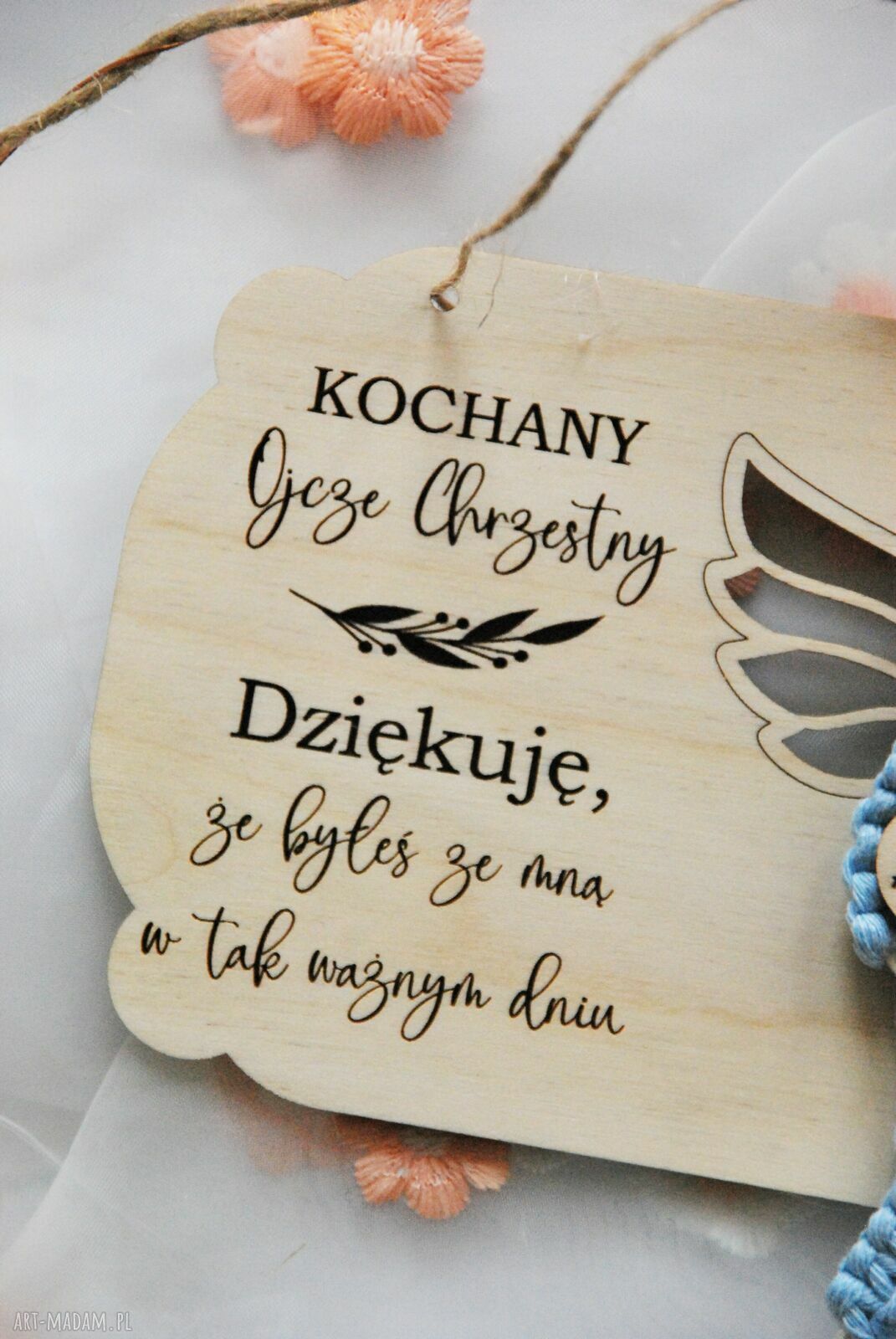 Podziękowanie dla Ojca Chrzestnego - Anioł Stróż na chrzest i Komunię