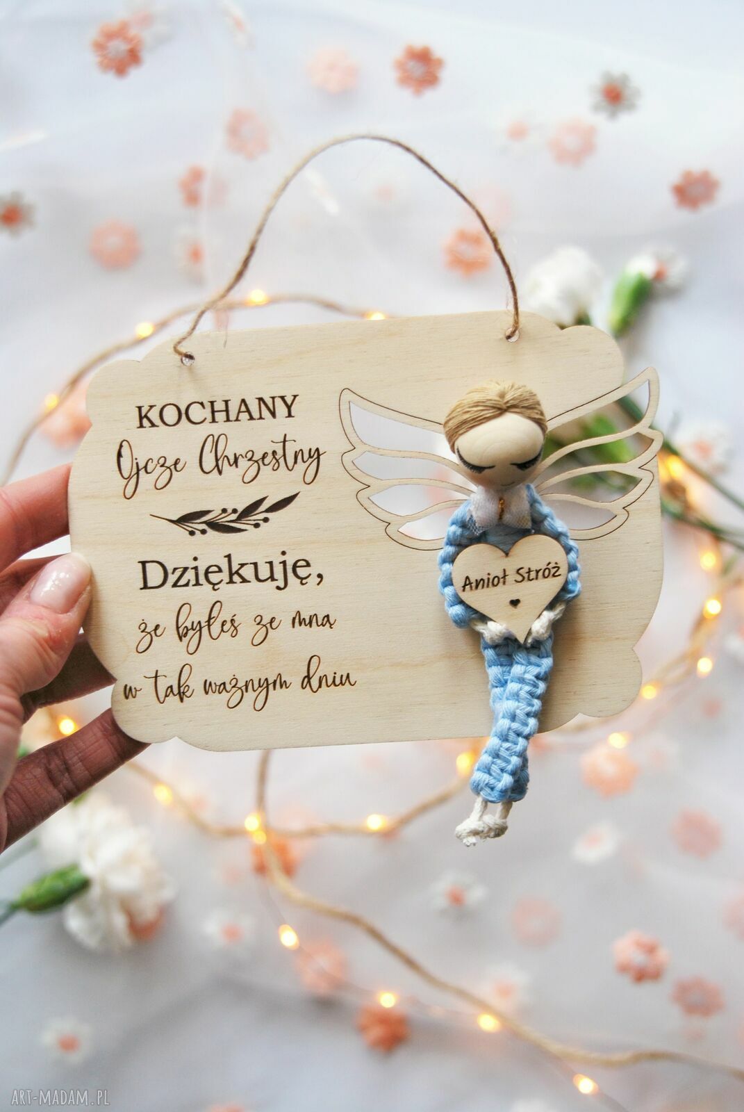 Podziękowanie dla Ojca Chrzestnego - Anioł Stróż na chrzest i Komunię