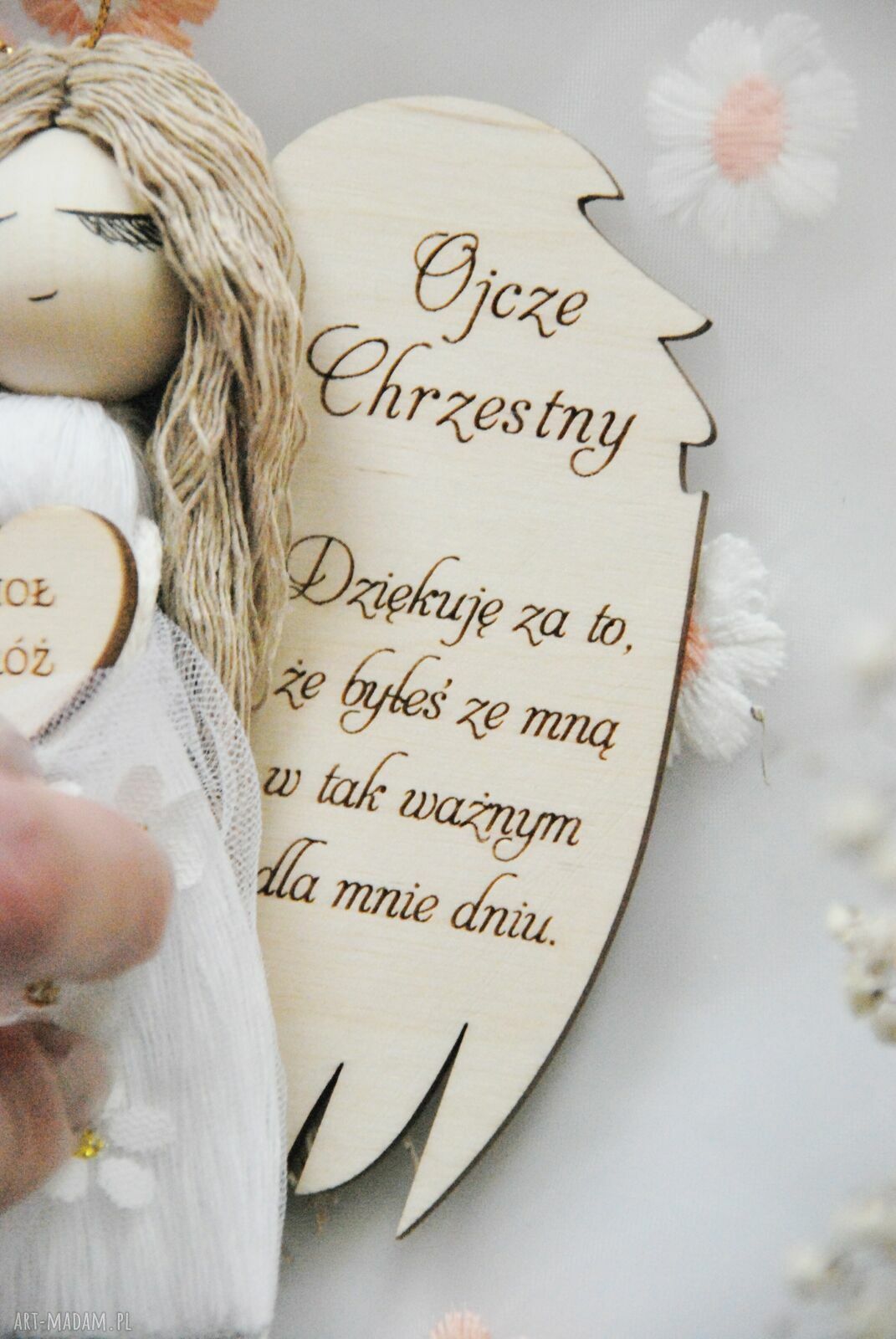 Podziękowanie dla chrzestnego ojca - aniołek z dedykacją