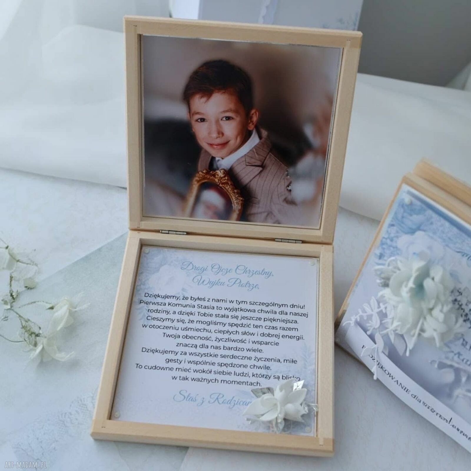 Podziękowanie dla Rodziców Chrzestnych z okazji Pierwszej Komunii - personalizowana pamiątka