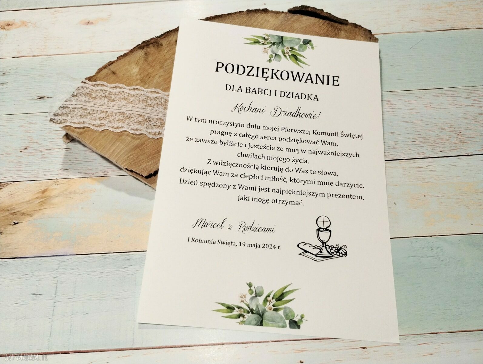 Podziękowania na I Komunię Świętą - 4 szt do ramki A4 (handmade scrapbooking)