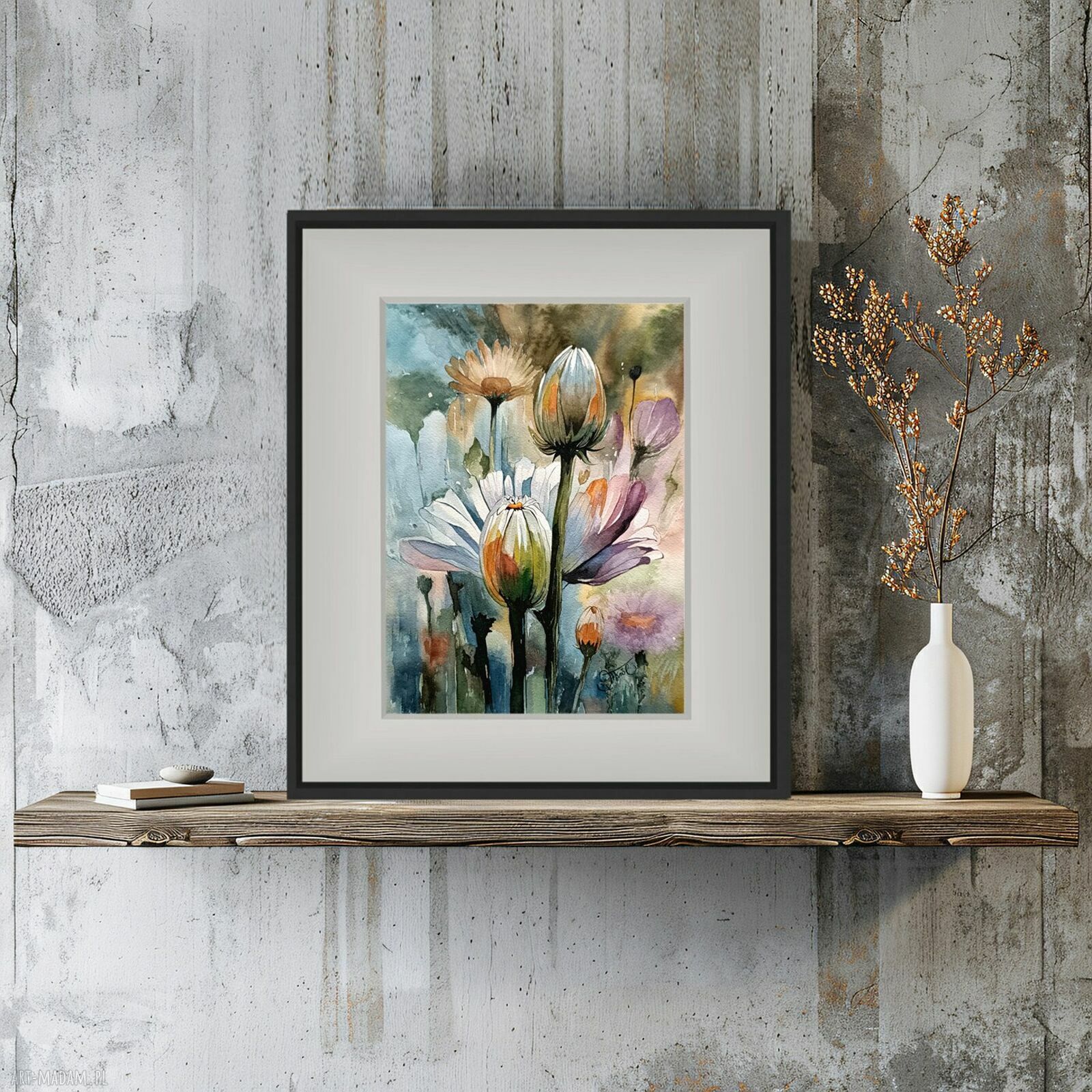 Poezja kwiatów - akwarela 24x32 cm, abstrakcja natura (oryginał)