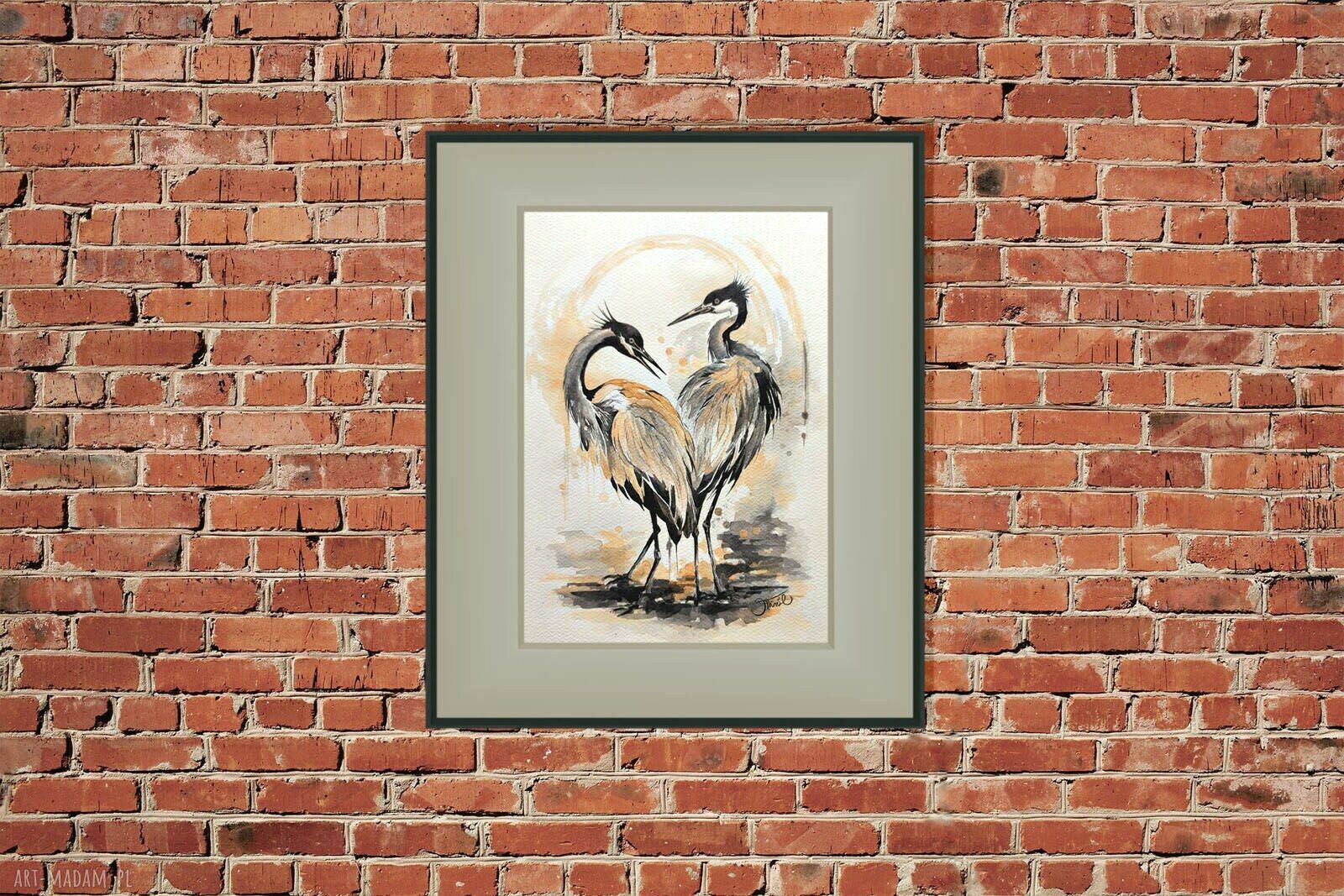 Poezja skrzydeł - oryginalna akwarela z żurawiami 24x32 cm