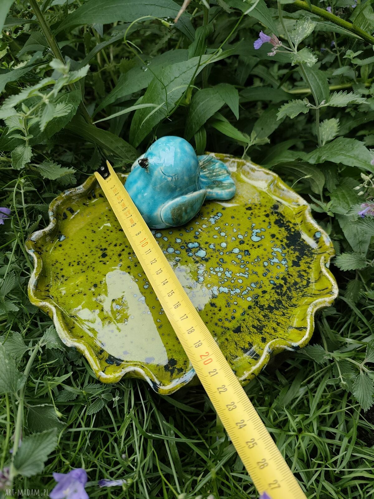 Poidło ceramiczne do ogrodu - ptaszki (rękodzieło)