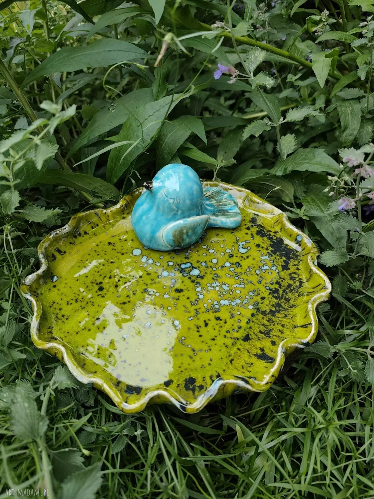 Kolorowe poidło ceramiczne dla ptaków