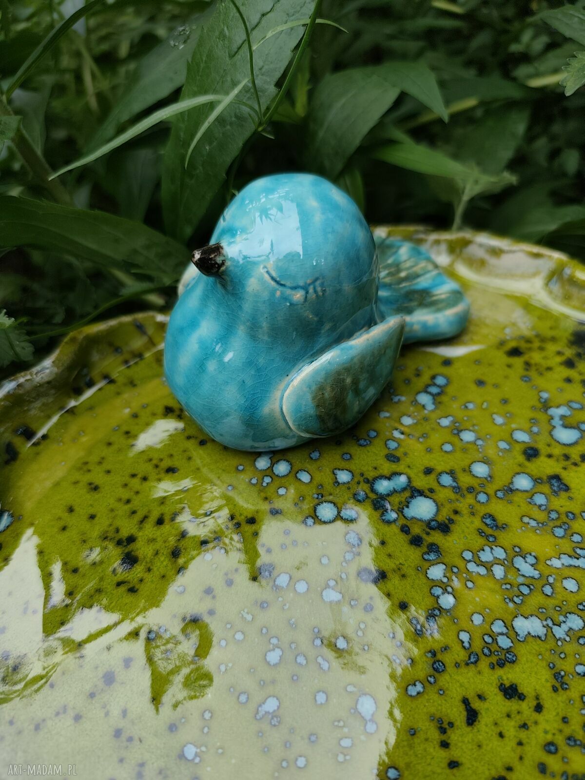 Poidło ceramiczne do ogrodu - ptaszki (rękodzieło)