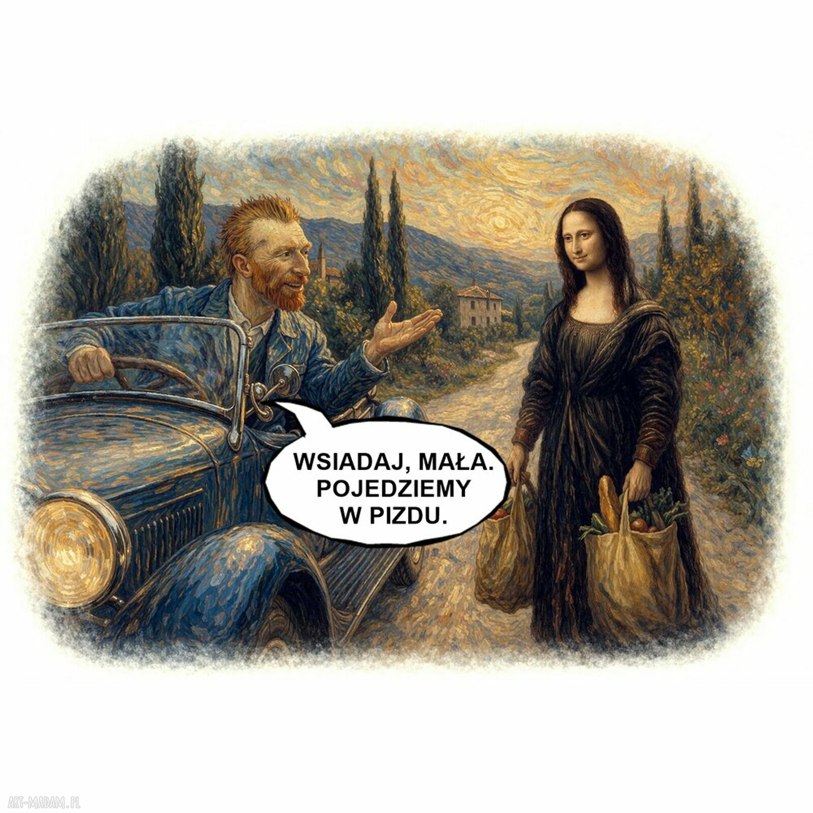 Kubek ceramiczny Van Gogh - Pojedziemy w..., 600 ml (handmade)