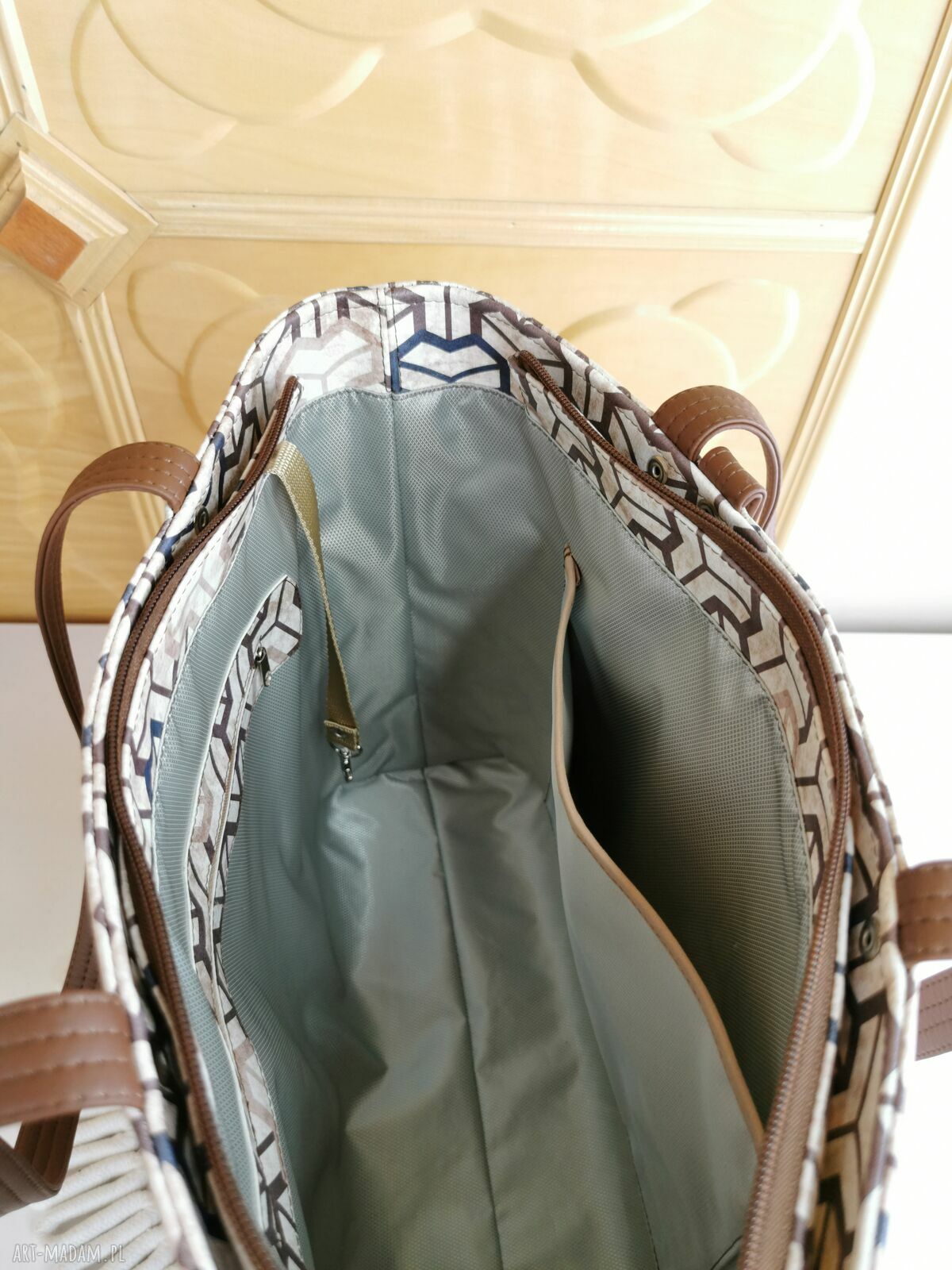 Pojemna torebka shopper handmade z kosmetyczką i portfelikiem