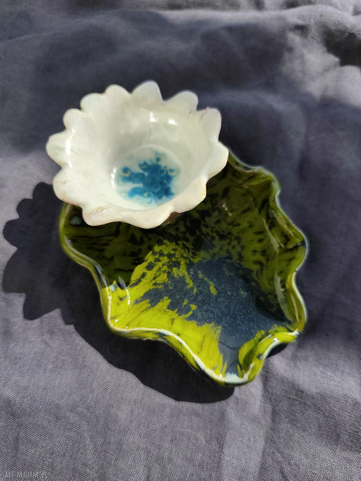 Ręcznie robiony pojemniczek ceramiczny na świecę lub biżuterię