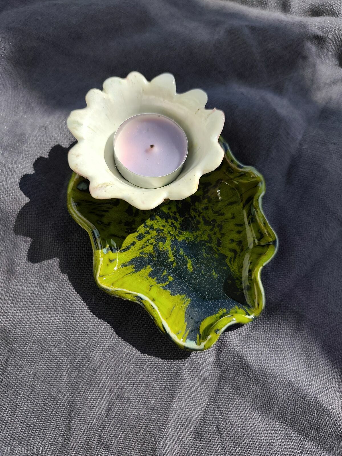 Ręcznie robiony pojemniczek ceramiczny na świecę lub biżuterię