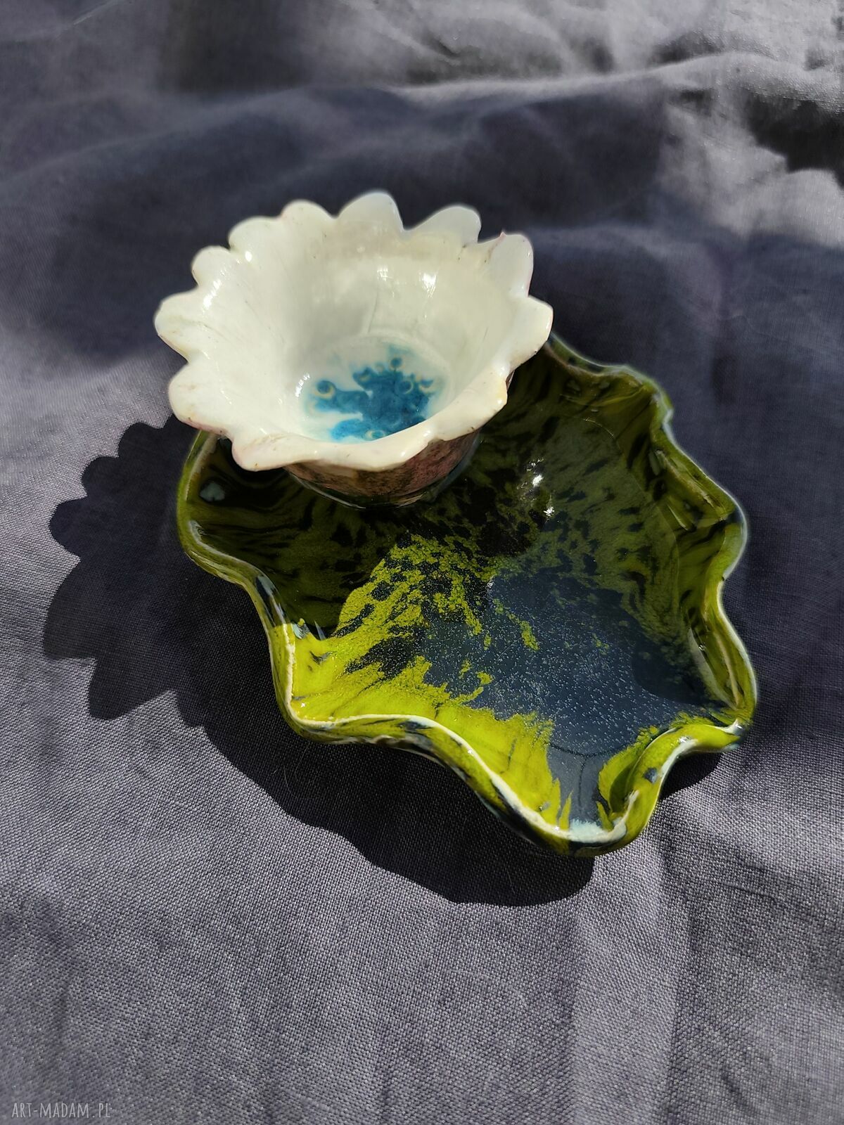 Ręcznie robiony pojemniczek ceramiczny na świecę lub biżuterię