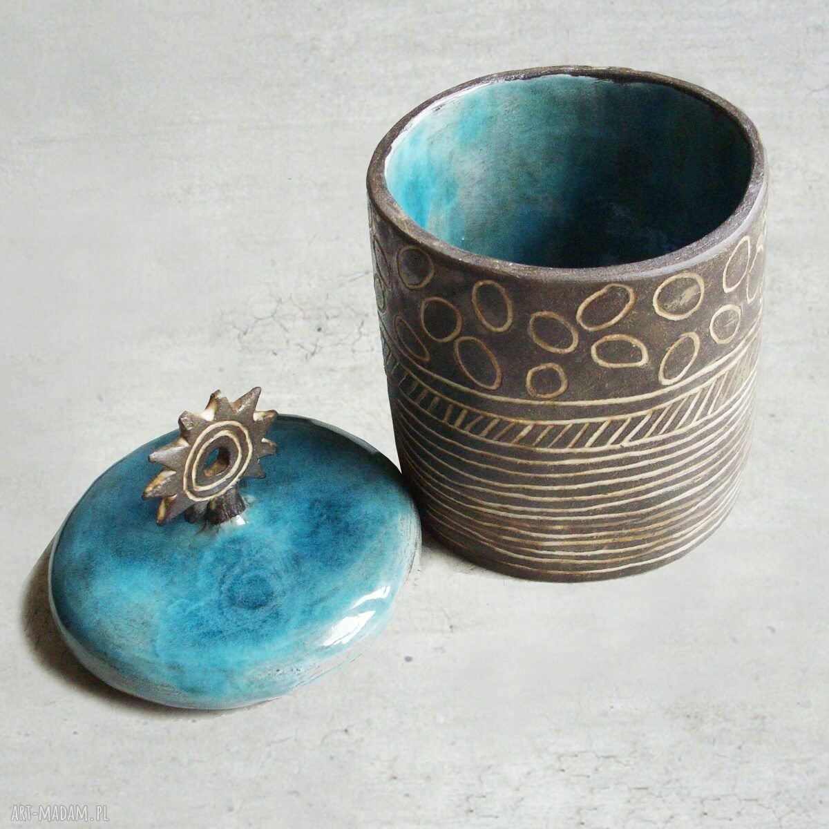 Pojemnik ceramiczny turkusowy