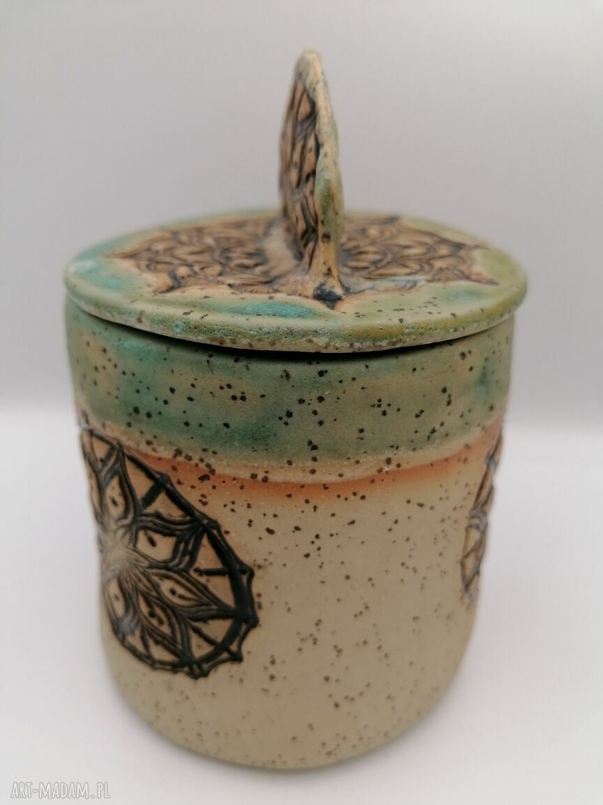 Pojemnik ceramiczny Mandala w turkusie