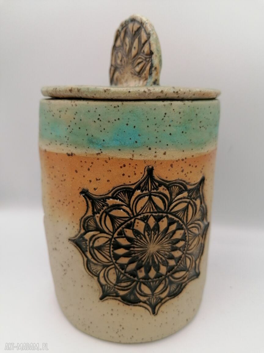 Pojemnik ceramiczny 'Mandala w turkusie'