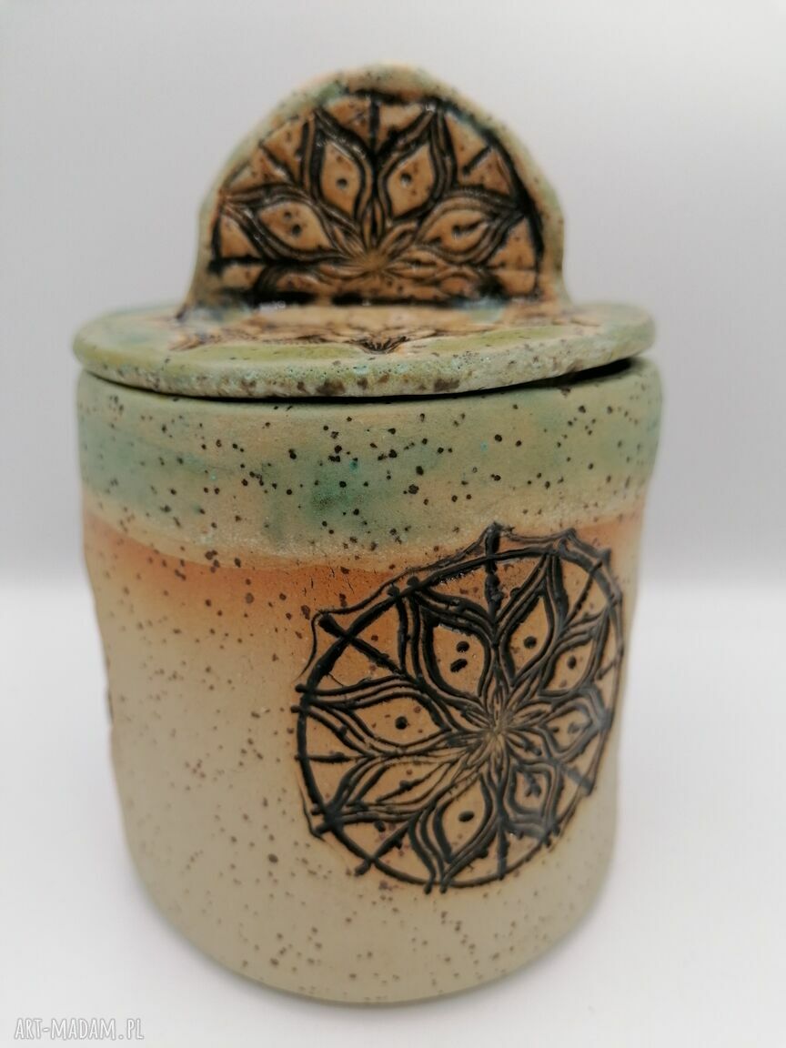 Pojemnik ceramiczny Mandala w turkusie
