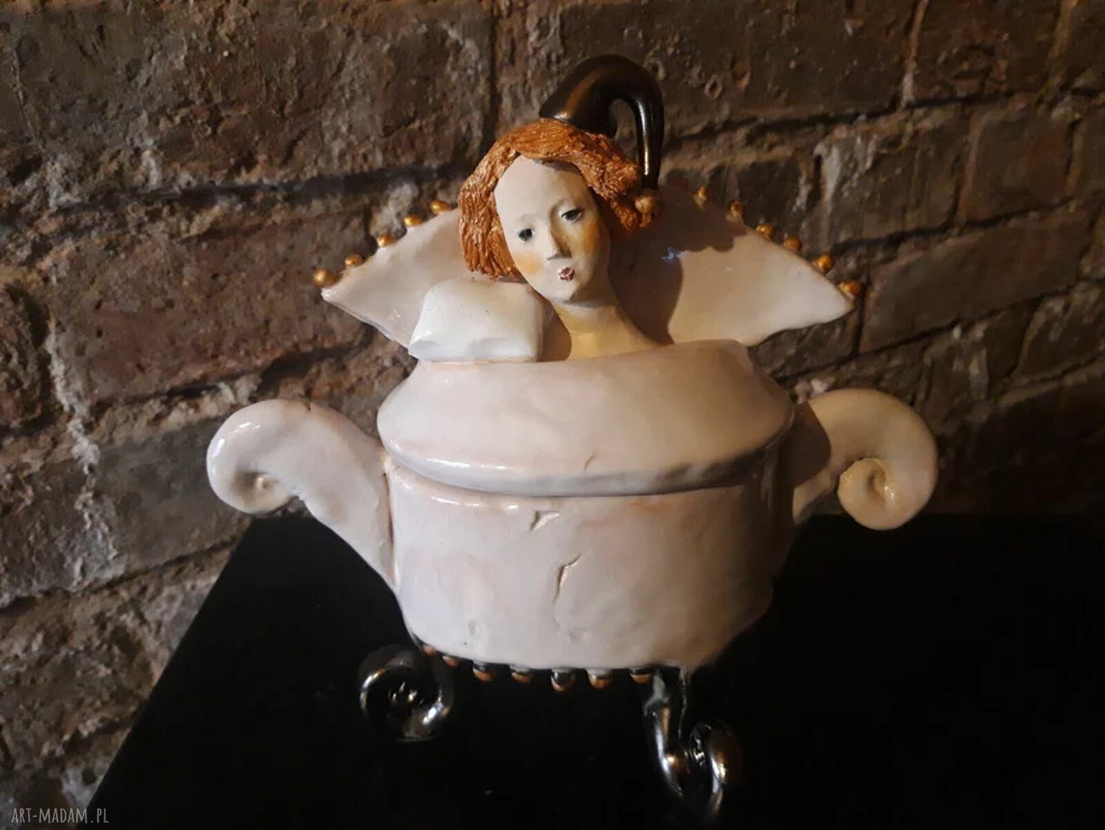 Ceramiczna szkatułka z przykrywką - pojemnik na biżuterię i różności