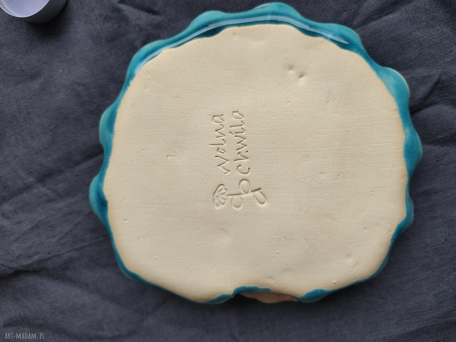 Zielony ceramiczny pojemnik na świeczkę lub biżuterię - rękodzieło