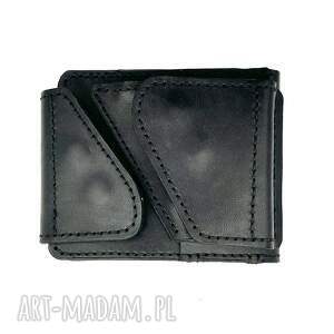 pojemny czarny portfel skórzany ręcznie uszyty