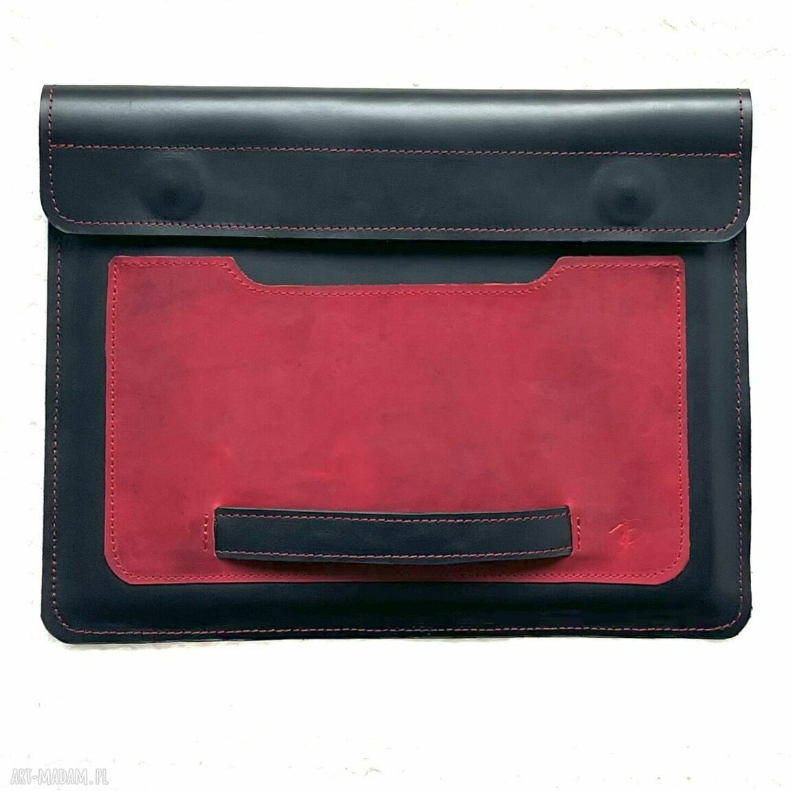 Pokrowiec laptopa cal skórzany czarno czerwony laptop cali torba