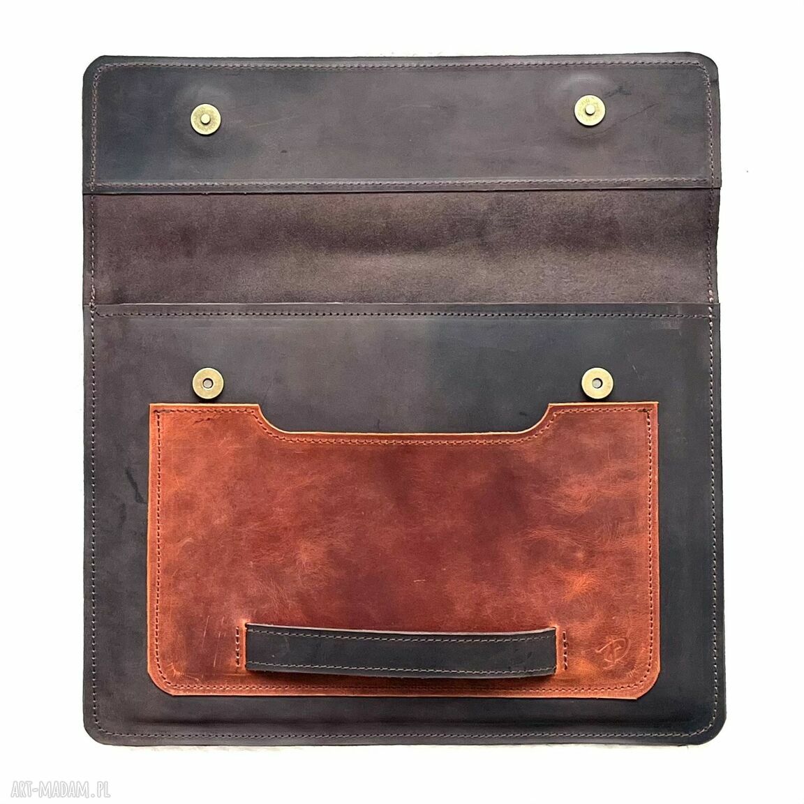 na laptopa: Pokrowiec na laptopa 13 cal z brązowej skóry. hand made