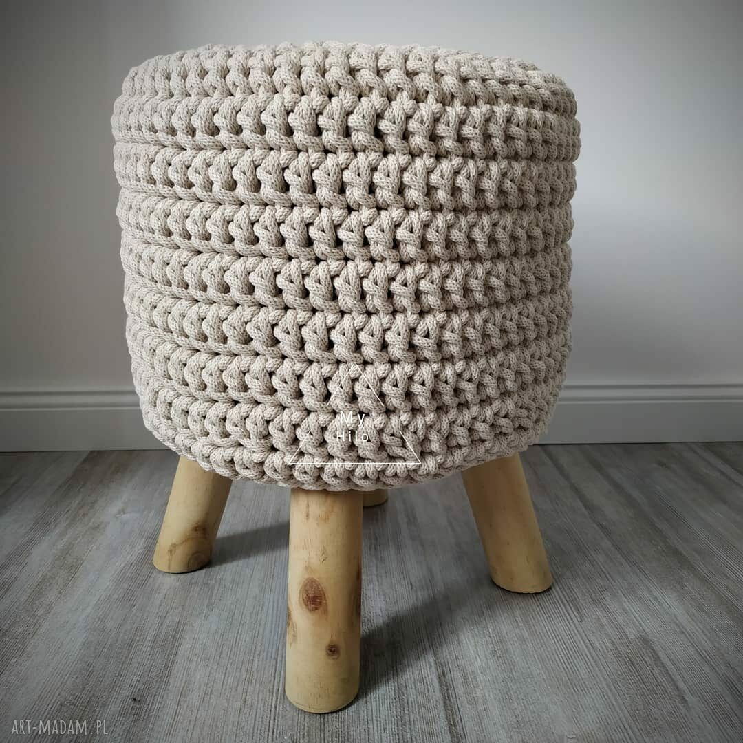 Pokrowiec na stołek ze sznurka bawełnianego - ręcznie szydełkowany handmade