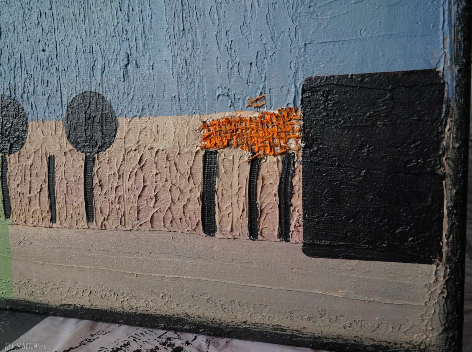 Pola pamięci - abstrakcyjny obraz akrylowy 70x70 cm