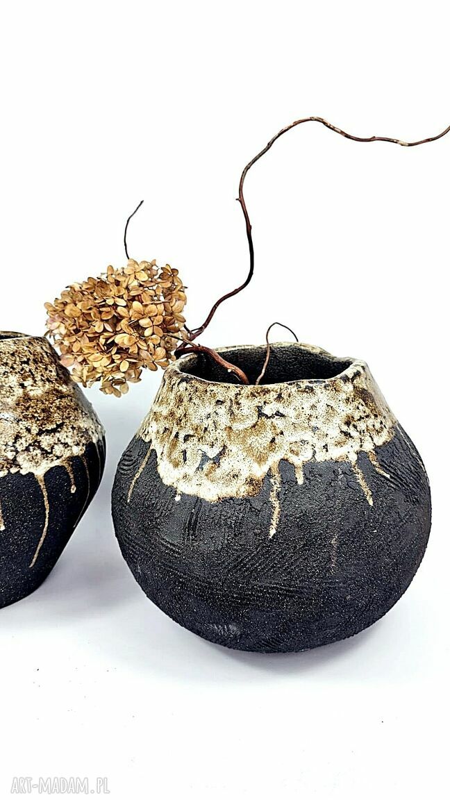 Ręcznie robiony wazon ceramiczny poLEPIONE - duża dekoracja w beżu i brązie