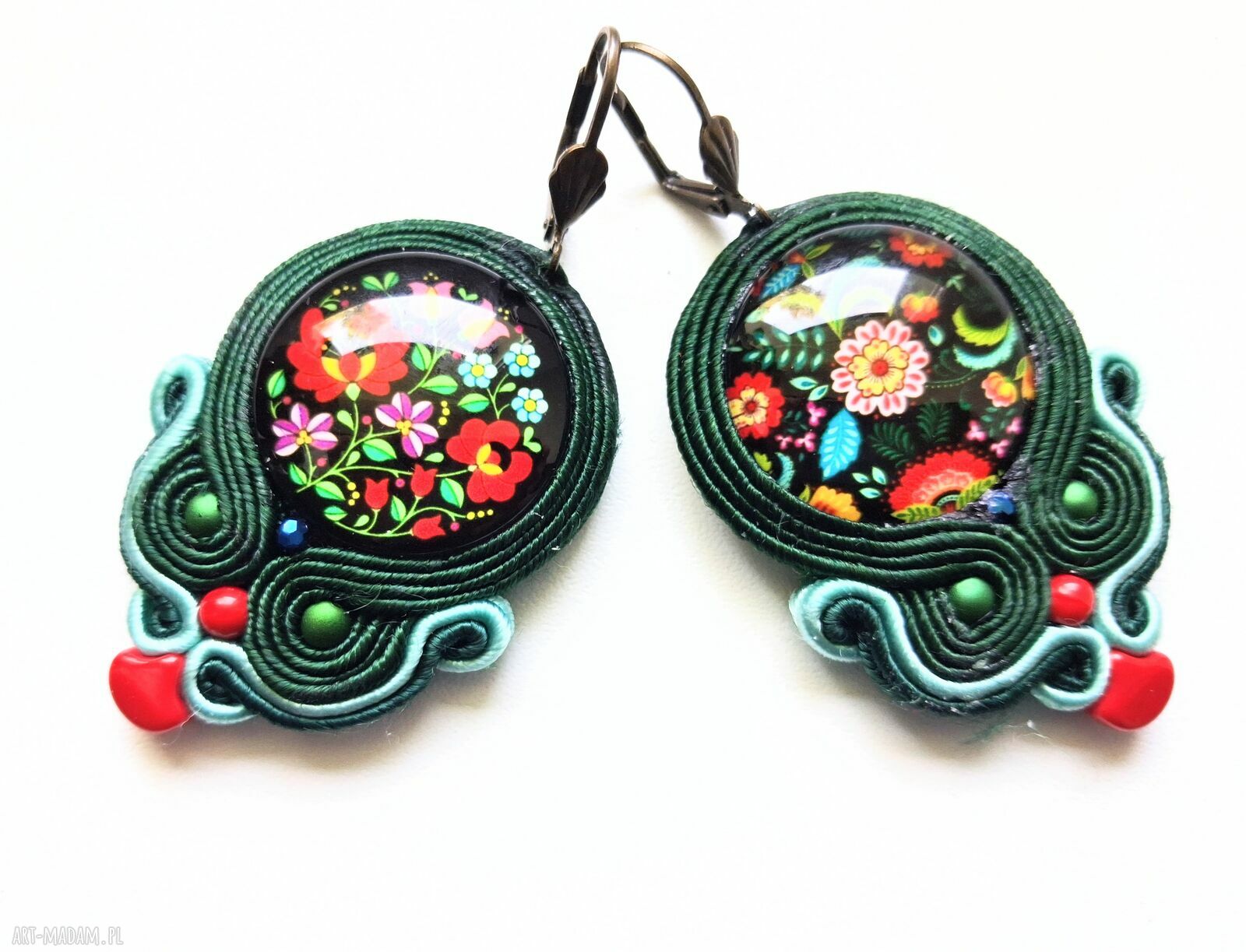 Kolczyki sutaszowe Polish Folk (ręcznie haftowane) - 5,5 cm
