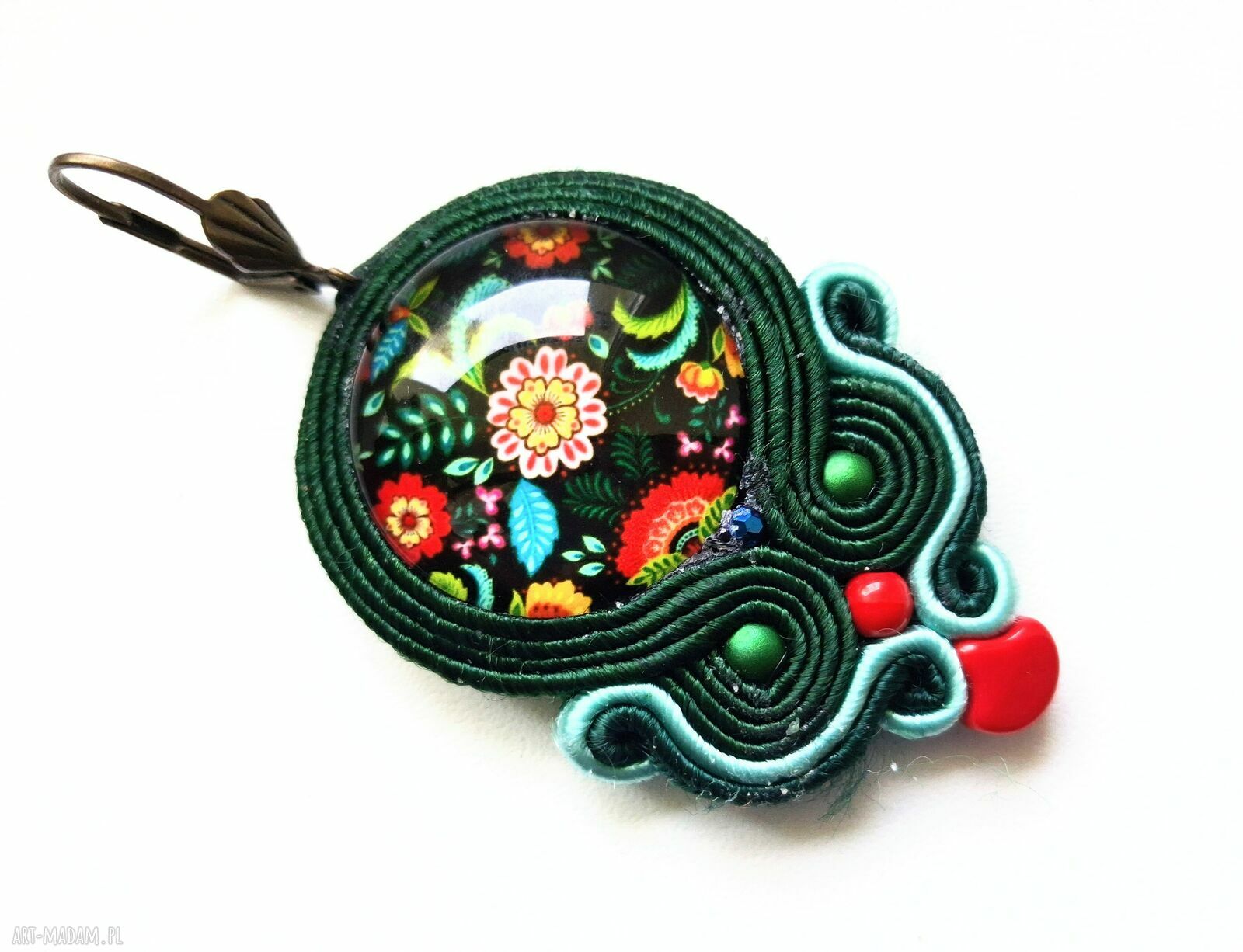 Kolczyki sutaszowe Polish Folk (ręcznie haftowane) - 5,5 cm