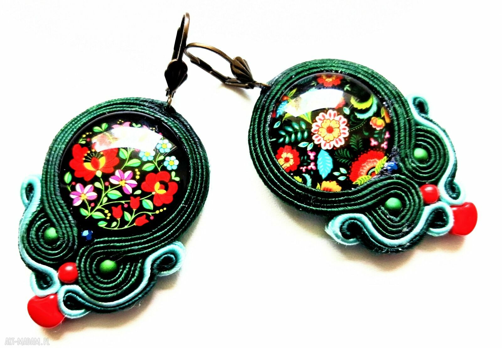Kolczyki sutaszowe Polish Folk (ręcznie haftowane) - 5,5 cm