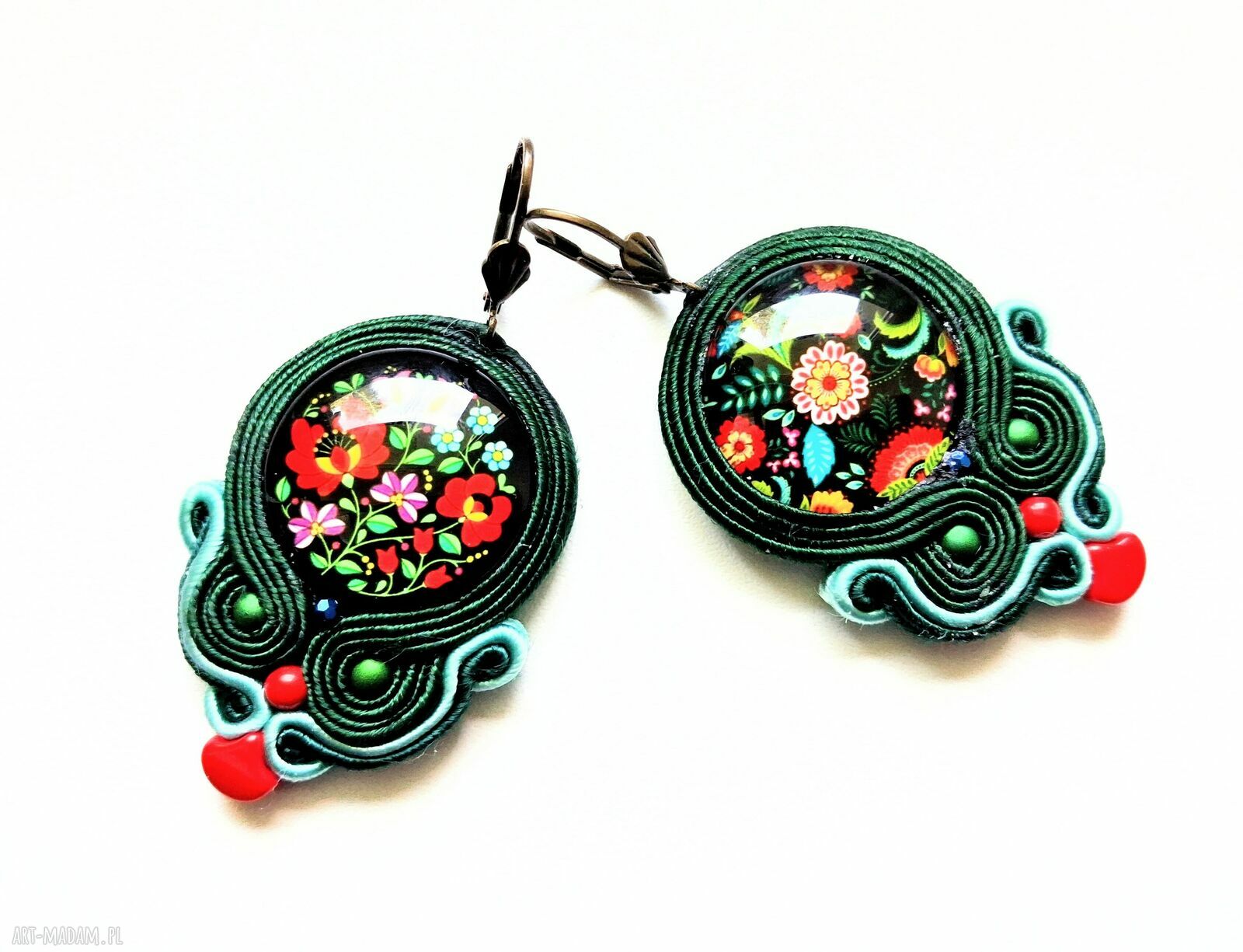Kolczyki sutaszowe Polish Folk (ręcznie haftowane) - 5,5 cm