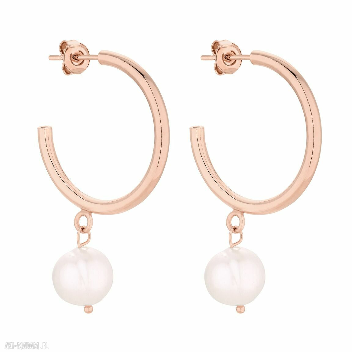 Półkola różowego złota naturalnymi perłami perły naturalne