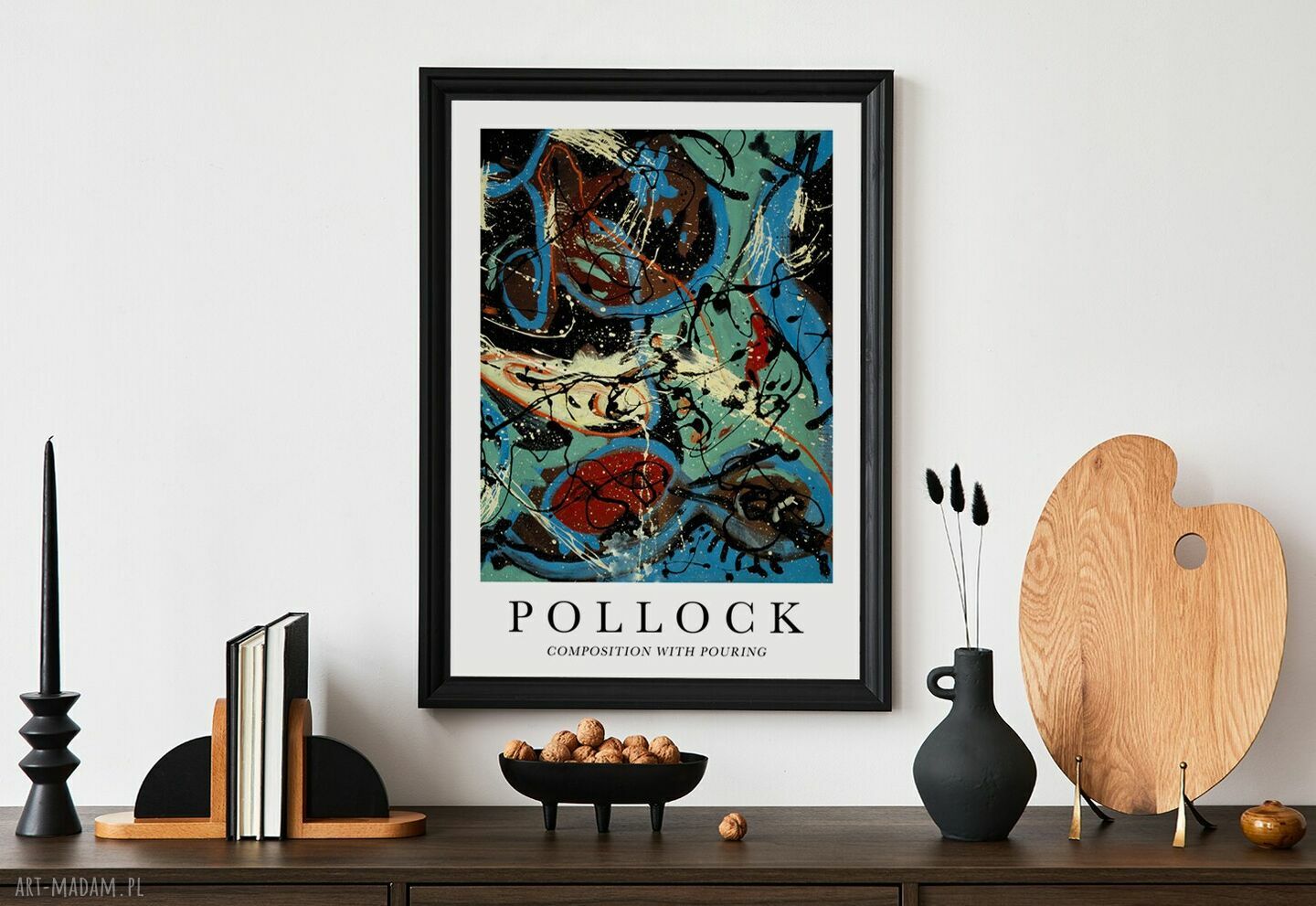 Pollock Composition with pouring - plakat abstrakcyjny 30x40 cm