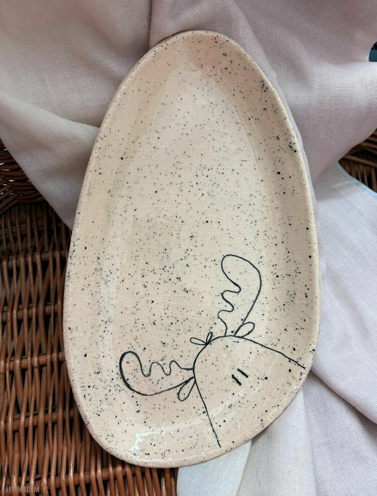 Półmisek z ceramiki z łosiem - 26x16 cm
