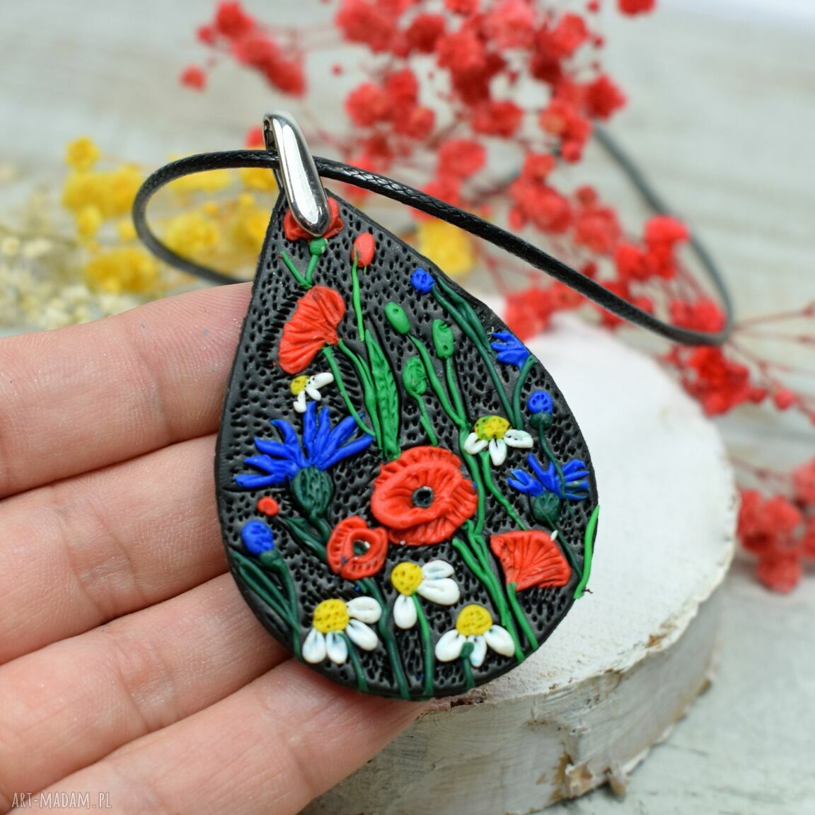 komplety: Polne kwiaty unikatowy komplet biżuterii Handmade