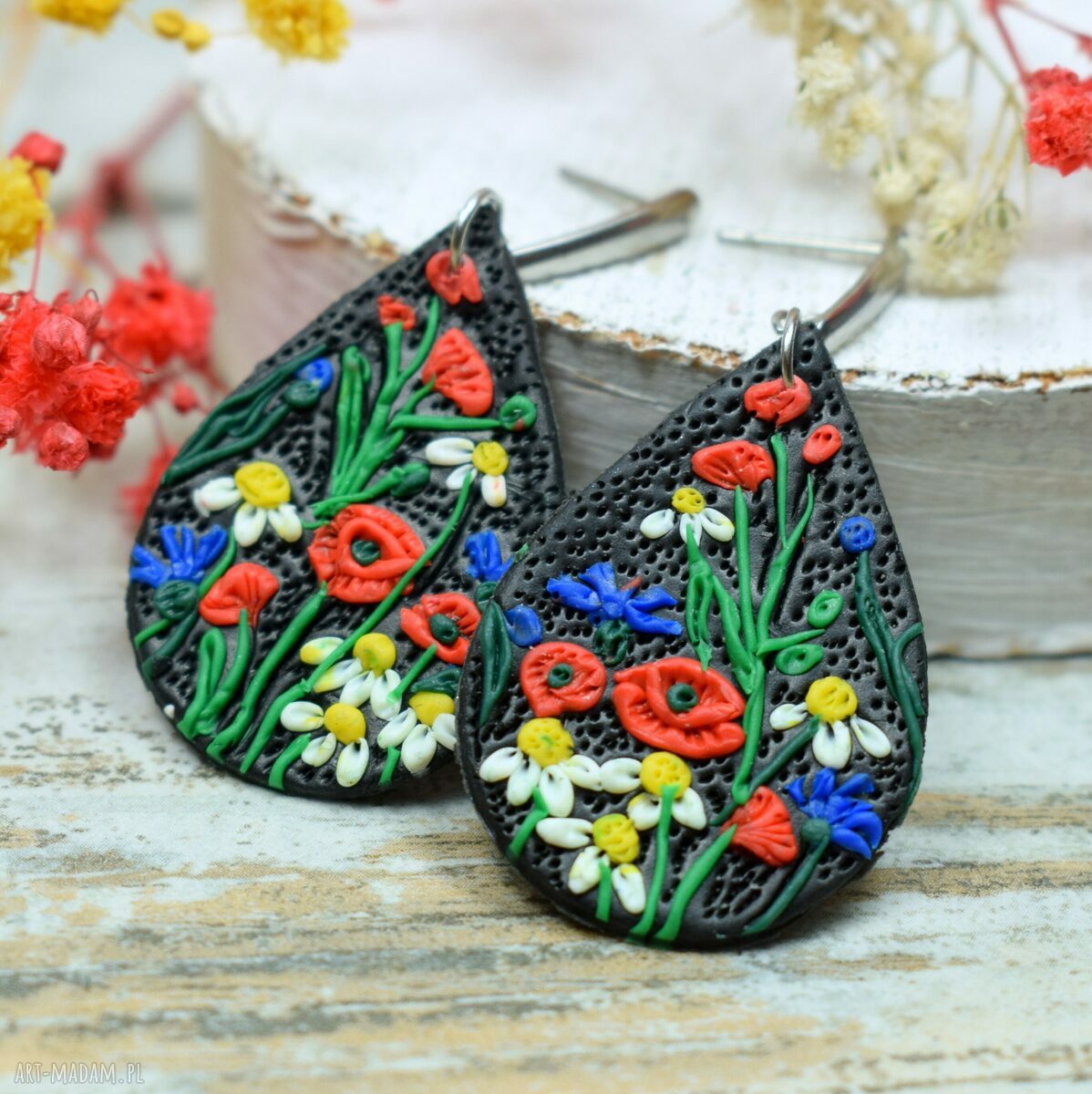 komplety: Polne kwiaty unikatowy komplet biżuterii Handmade