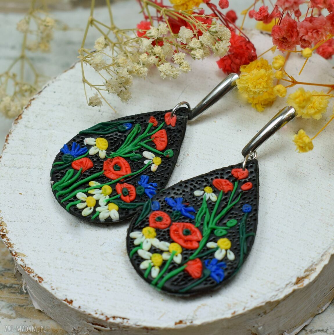 komplety: Polne kwiaty unikatowy komplet biżuterii Handmade