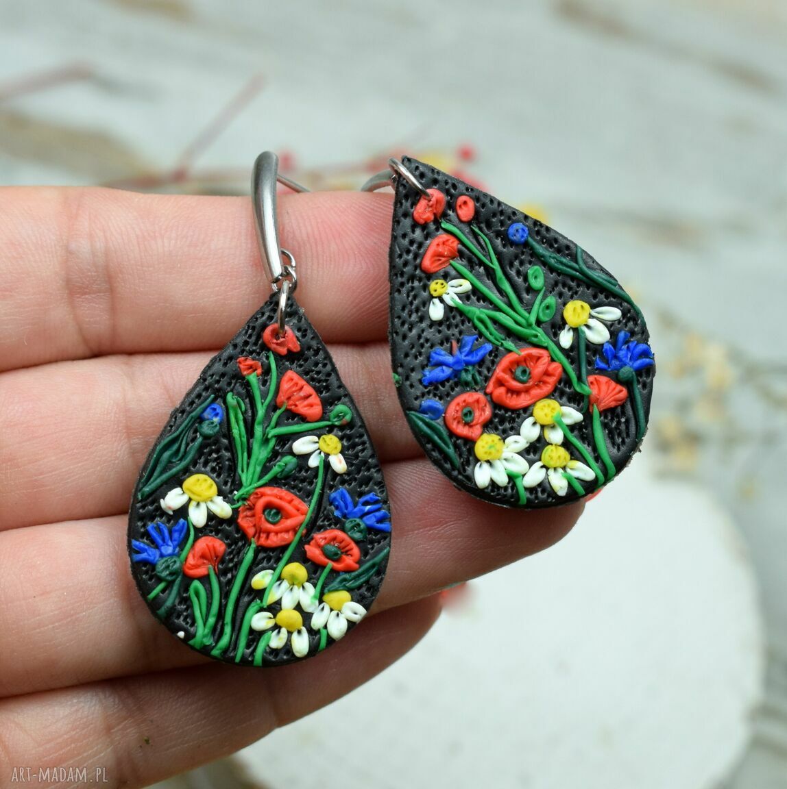 komplety: Polne kwiaty unikatowy komplet biżuterii Handmade