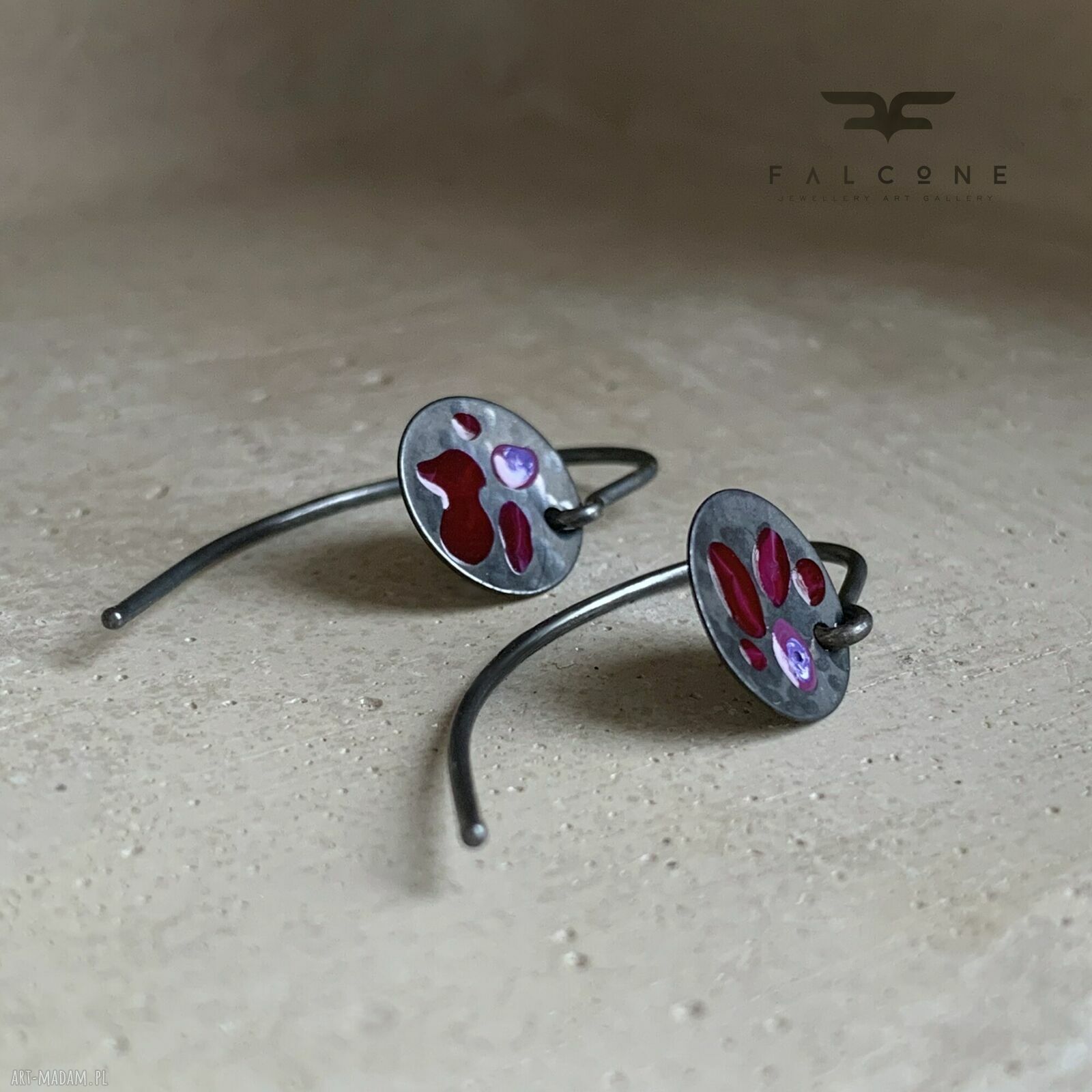 Kolczyki Polne Kwiaty - Dark Ruby i Purple (oksydowane srebro 925)