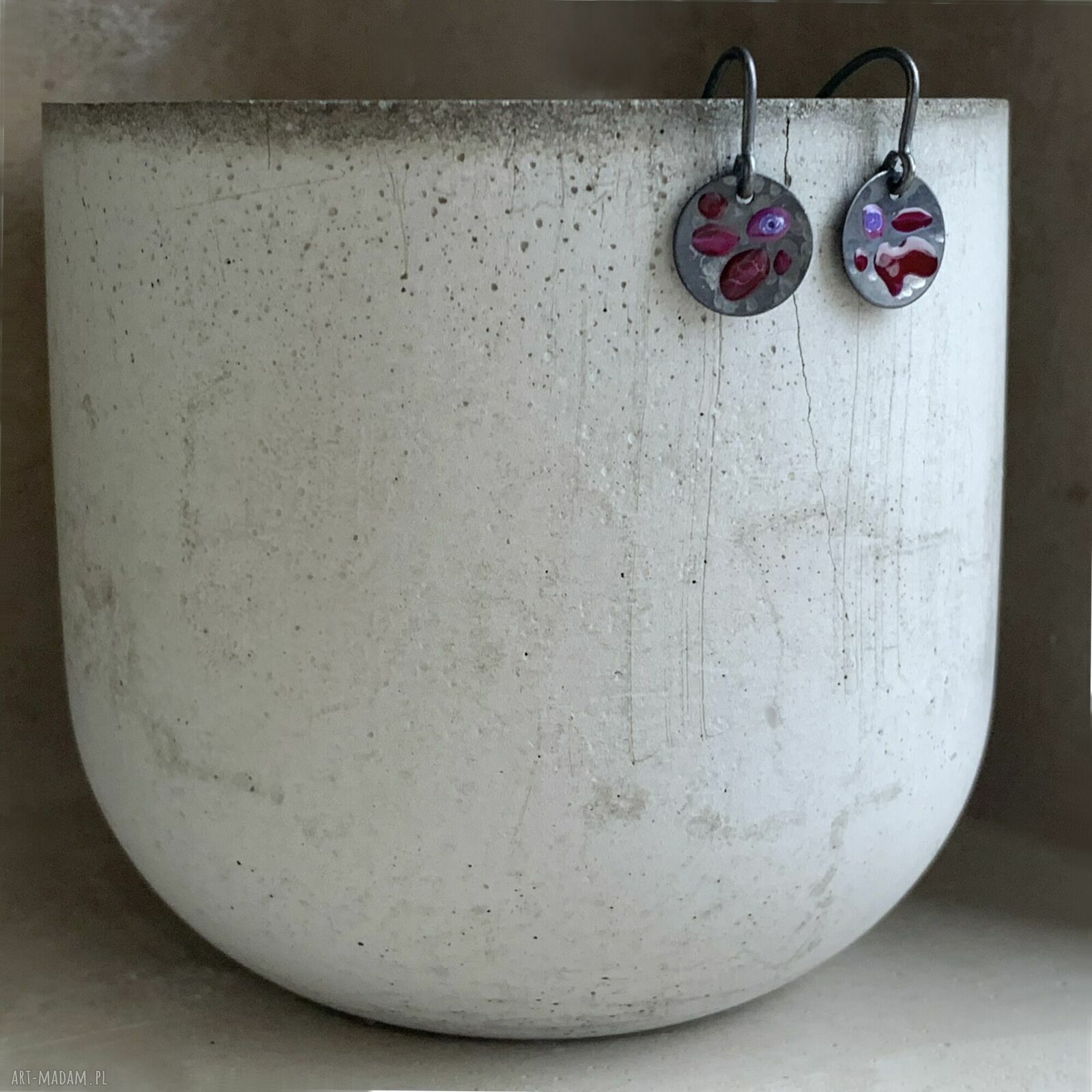 Kolczyki Polne Kwiaty - Dark Ruby i Purple (oksydowane srebro 925)