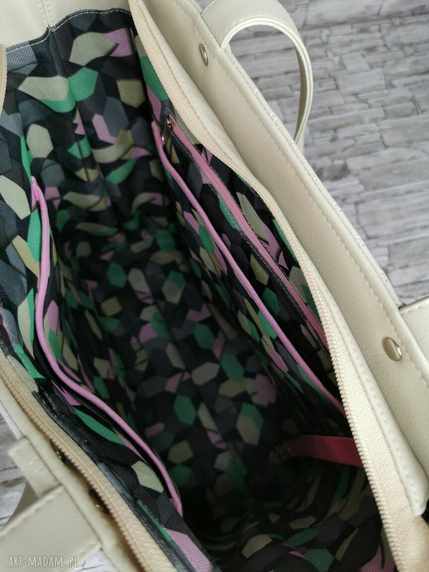 Pojemna handmade shopperka damska na ramię Pejzaż 4 - mieści A4