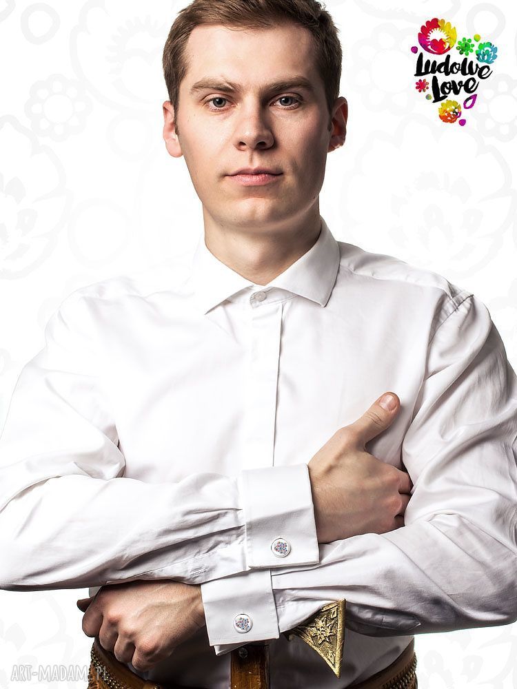 Spinki do mankietów POLSKA - ludowe love prezent