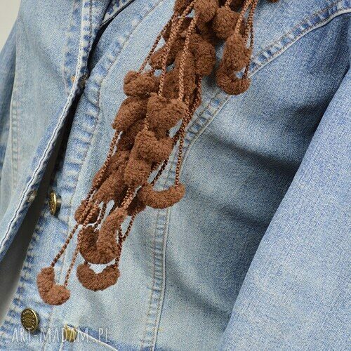 pom-pon scarf - czekolada