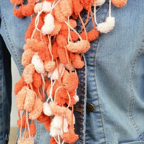 pom-pon scarf - pomarańczowy